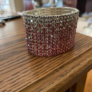 Pink and silver Rhinestone Bracelet